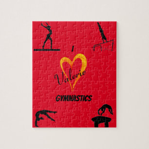 Gymnastics Events Fire Red Puzzle with Name