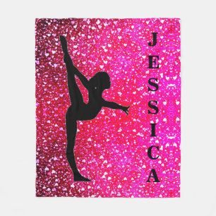 Gymnastics Falling Hearts Fleece Blanket