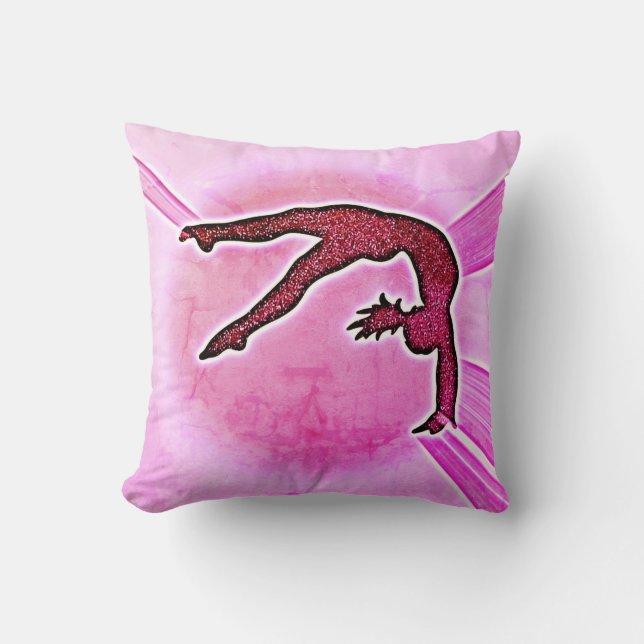 Gymnastics Faux Cherry Sparkle Throw Pillow (Front)