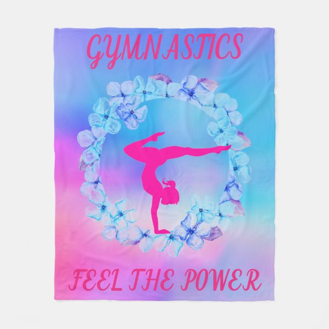 GYMNASTICS "FEEL THE POWER" FLEECE BLANKET. (Front)