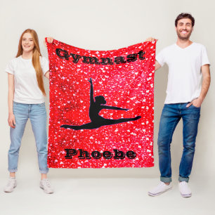 Gymnastics Fleece Blanket for Girls w / Hearts