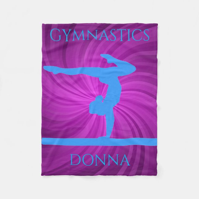 Gymnastics fleece blanket.  Personalized name. Blanket (Front)