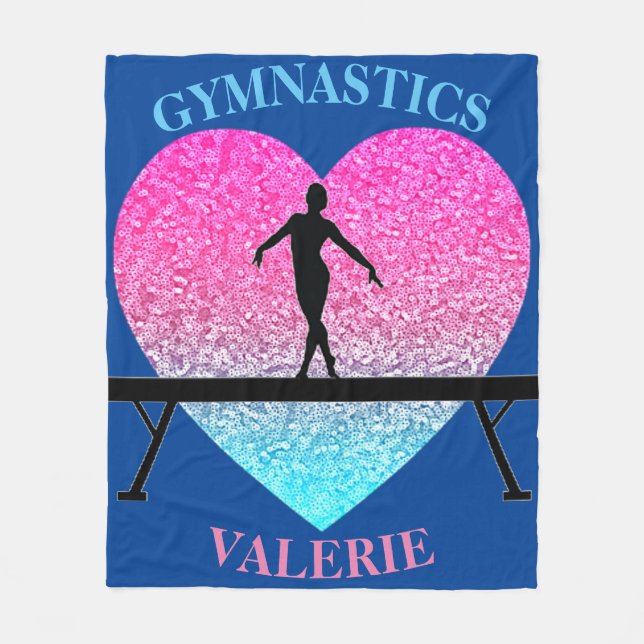 Gymnastics Fleece Blanket w/ Name of Gymnast (Front)