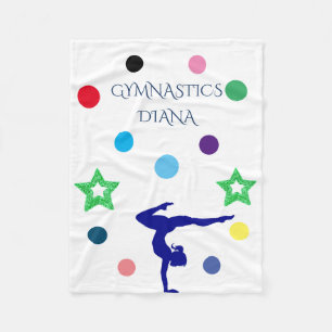 "GYMNASTICS" fleece blanket with custom name.