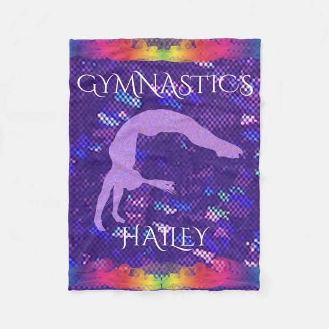"GYMNASTICS" fleece blanket with custom name. (Front)