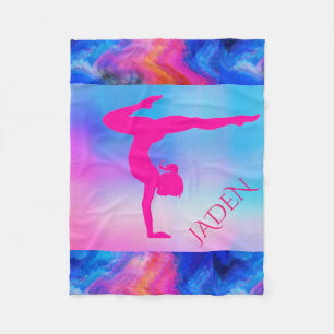 "GYMNASTICS" fleece blanket with custom name.