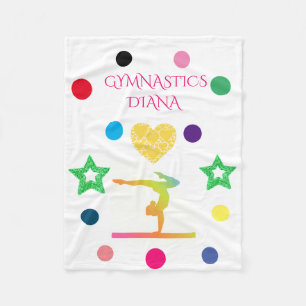 "GYMNASTICS" fleece blanket with custom name.