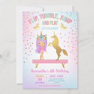 Gymnastics Flip Tumble Jump Birthday Invitation