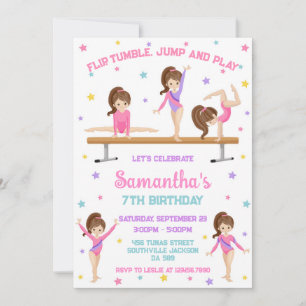 Gymnastics Flip Tumble Jump Birthday Invitation