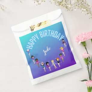 Gymnastics Friends "Happy Birthday" Turquoise Favour Bag