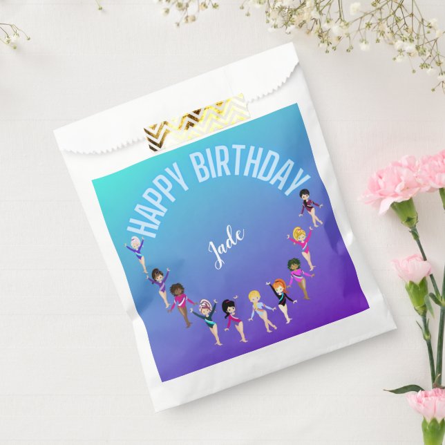 Gymnastics Friends "Happy Birthday" Turquoise  Favour Bag (Sealed)