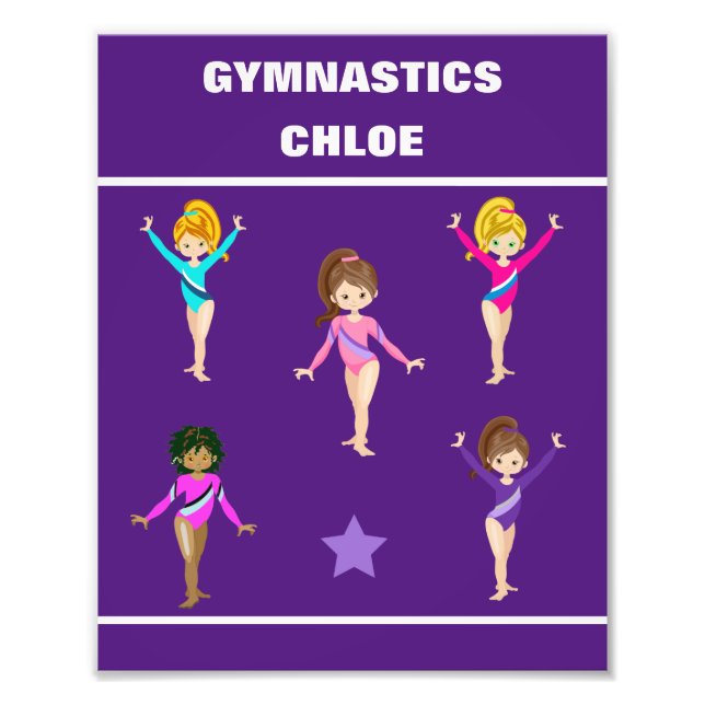 GYMNASTICS GIFT WITH 5 GYMNASTS PERSONALIZED PHOTO PRINT (Front)
