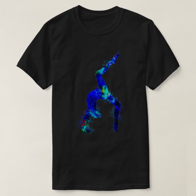 Gymnastics girl acrobatic sports art colourful wat T-Shirt (Design Front)