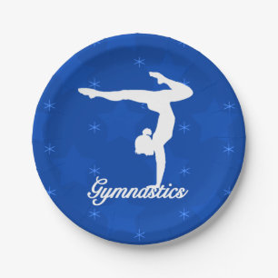 Gymnastics Girl Blue Stars Paper Plate