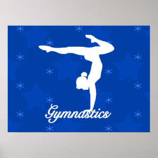 Gymnastics Girl Blue Stars Poster