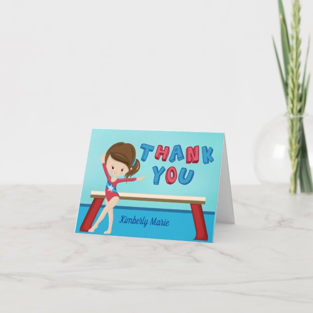Gymnastics Girl Cute Gymnast Custom Thank You Card (Front)