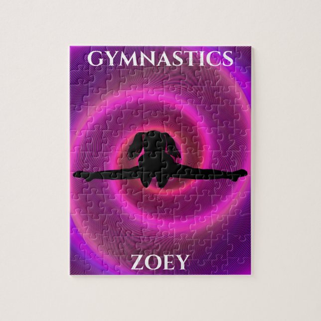 Gymnastics girl puzzle with child's name. (Vertical)