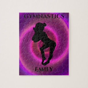 Gymnastics girl puzzle with child's name.