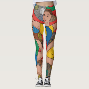 Gymnastics Girls Acro Dancers colourful pattern Leggings