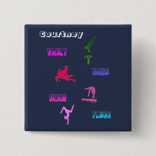 Gymnastics Girls Events Button with Her Name