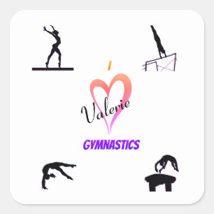 Gymnastics Girls "I Love Gymnastics" Stickers