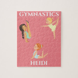 GYMNASTICS girl's personalized puzzle. Jigsaw Puzzle