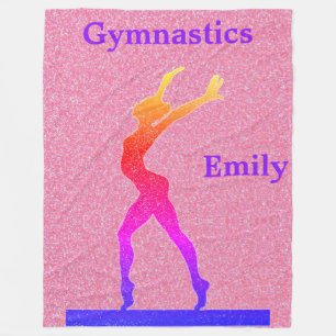 Gymnastics Girls Pink Sparkle Fleece Blanket