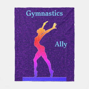 Gymnastics Girls Purple Sparkle Fleece Blanket