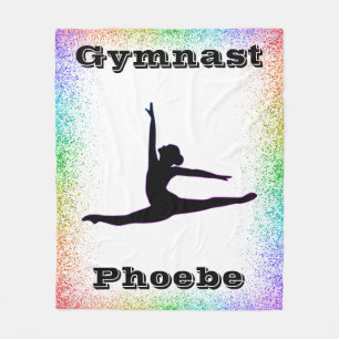 Gymnastics Girls Rainbow Trim  Fleece Blanket