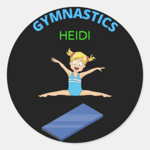 Gymnastics girls stickers personalized.
