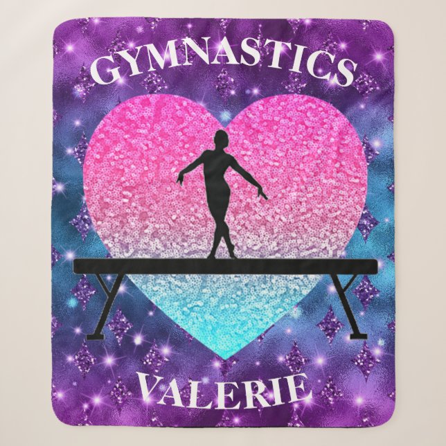 Gymnastics Glam Sherpa Blanket w/ Name of Gymnast (Front)