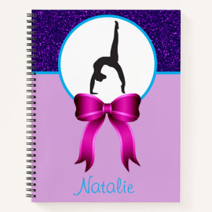 Gymnastics Glitter and Bow Notebook