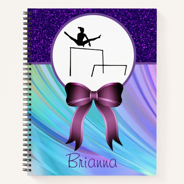 Gymnastics Glitter and Bow Notebook (Front)