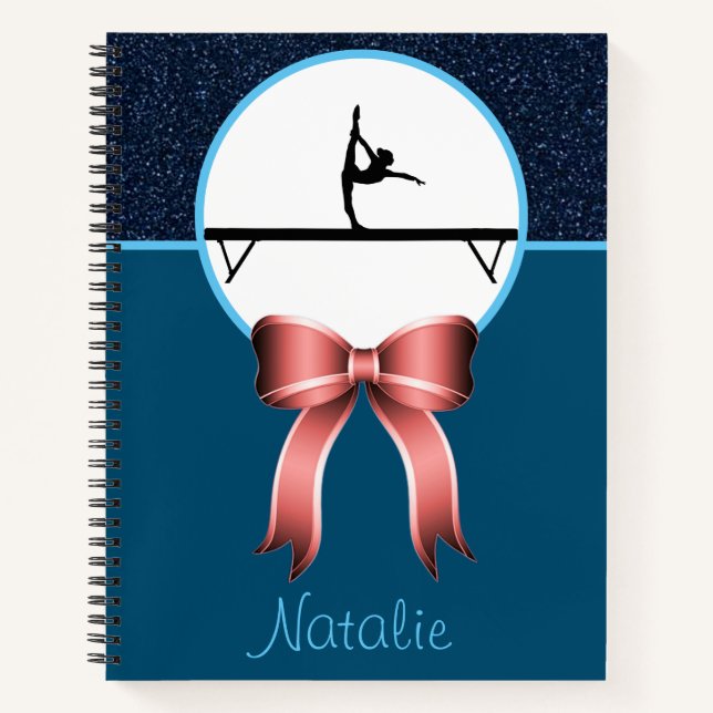 Gymnastics Glitter and Bow Notebook (Front)