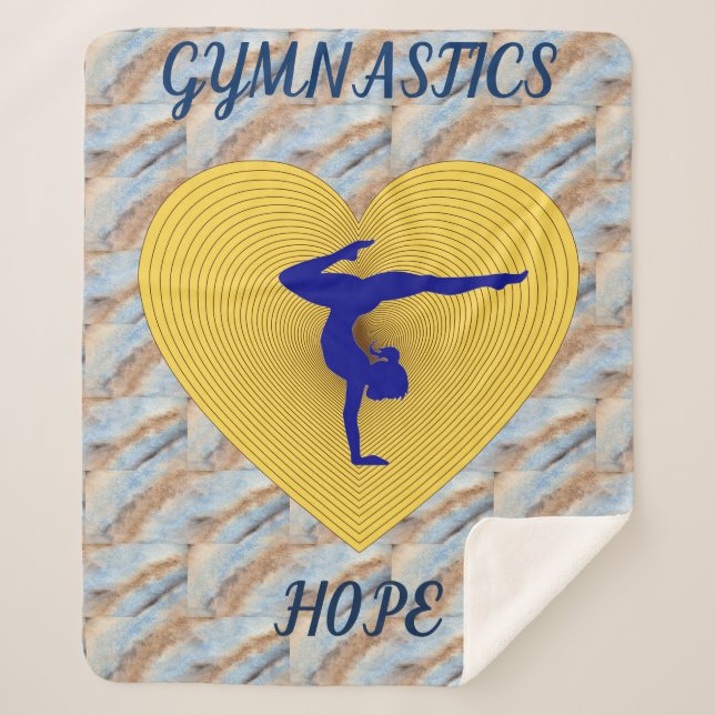 Gymnastics gold heart with gymnast sherpa blanket. sherpa blanket (Front)