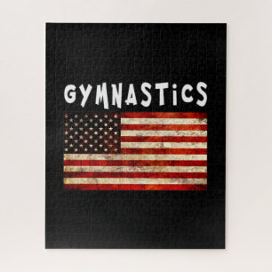Gymnastics Grunge American USA Flag Jigsaw Puzzle