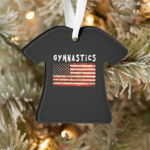 Gymnastics Grunge American USA Flag Ornament