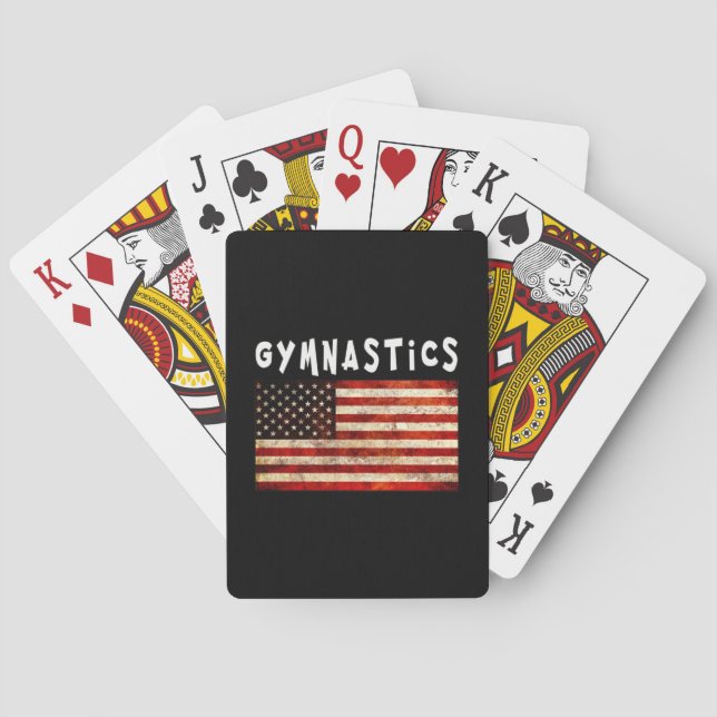 Gymnastics Grunge American USA Flag Playing Cards (Back)