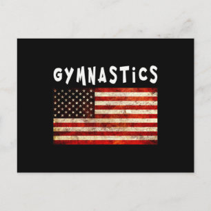 Gymnastics Grunge American USA Flag Postcard