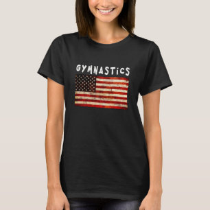 Gymnastics Grunge American USA Flag T-Shirt