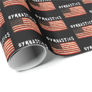 Gymnastics Grunge American USA Flag Wrapping Paper