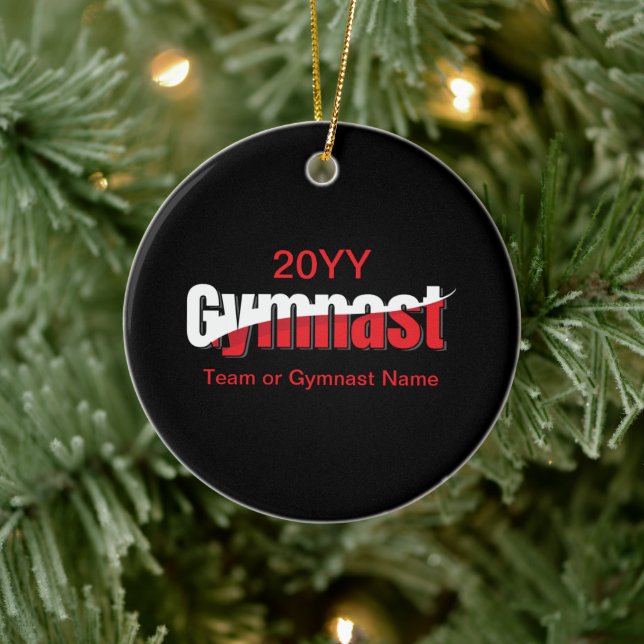 Gymnastics - Gymnast Abstract Word Art Swish Ceramic Ornament (Tree)