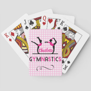 Gymnastics Gymnast Figures Cute Pink Personalized Playing Cards