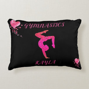 Gymnastics gymnast & hearts personalized accent accent pillow