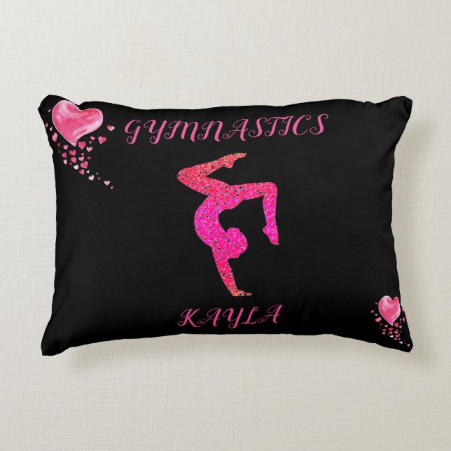 Gymnastics gymnast & hearts personalized   accent  accent pillow (Front)