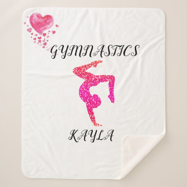 Gymnastics gymnast & hearts personalized blanket.  sherpa blanket (Front)