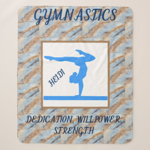 Gymnastics gymnast on balance beam sherpa blanket. blanket