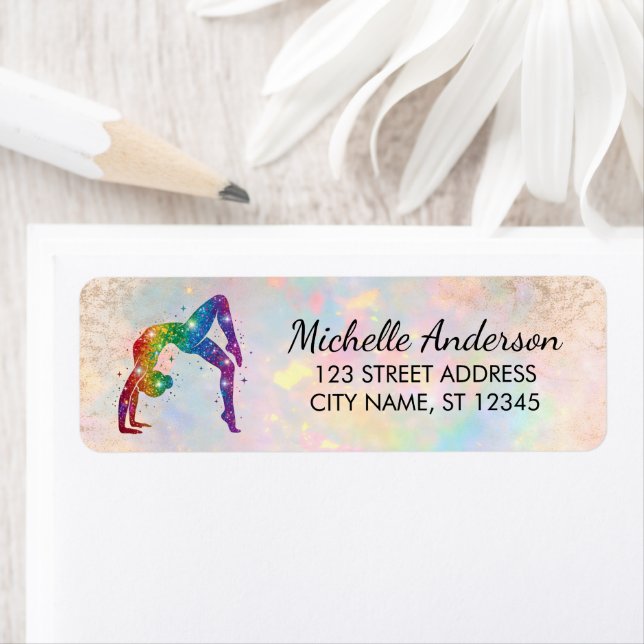 Gymnastics Gymnast Sparkly Glitter Return Address  (Insitu)