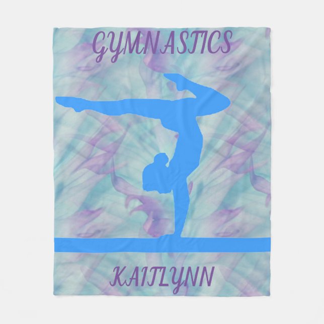 Gymnastics handstand fleece blanket personalized. (Front)