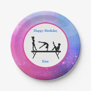 Gymnastics "Happy Birthday" Balance Beam Paper Plate